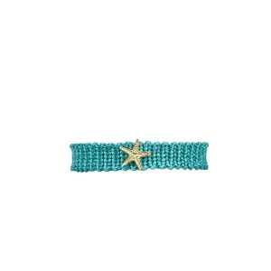 Starfish Macrame Bracelet Turquoise Gold Plated