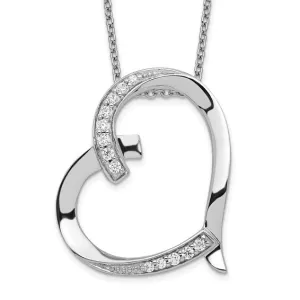 Sterling Silver CZ 'I Love You Mom' Heart Necklace with Gift Box