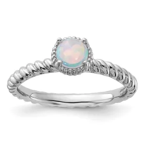 Sterling Silver Stackable Expressions Round Created Opal Ring