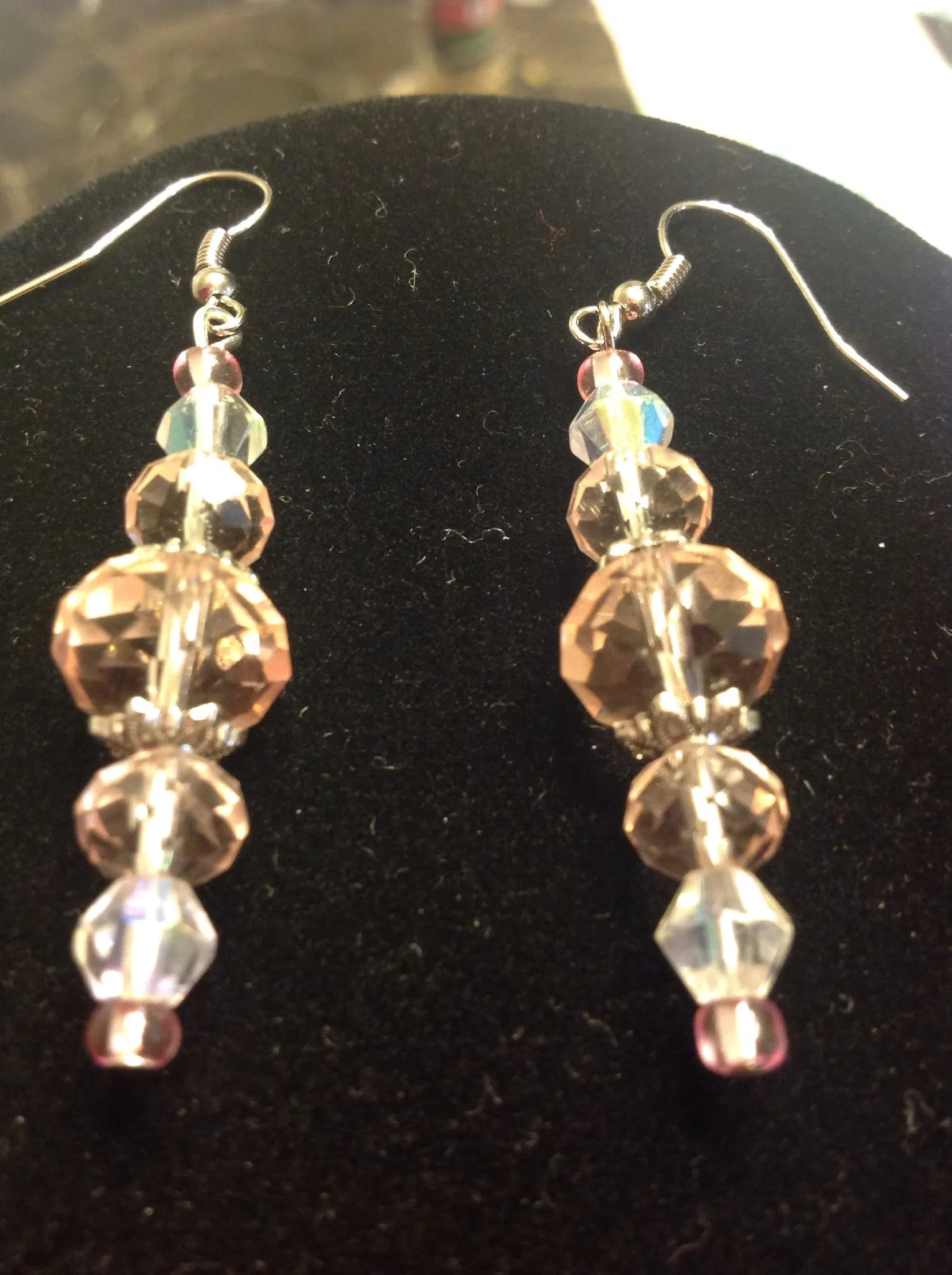 Swarovski crystal necklace & earrings in pink and clear