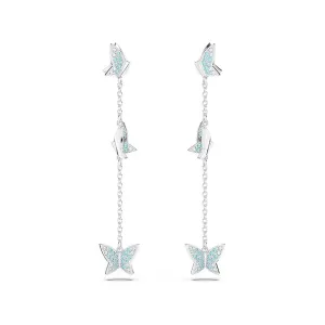 Swarovski Lilia Butterfly Necklace, Earrings, and Bracelet Crystal Jewelry Collection Women's Blue Crystals in a Rhodium Tone Finished Setting Earrings - 5662182