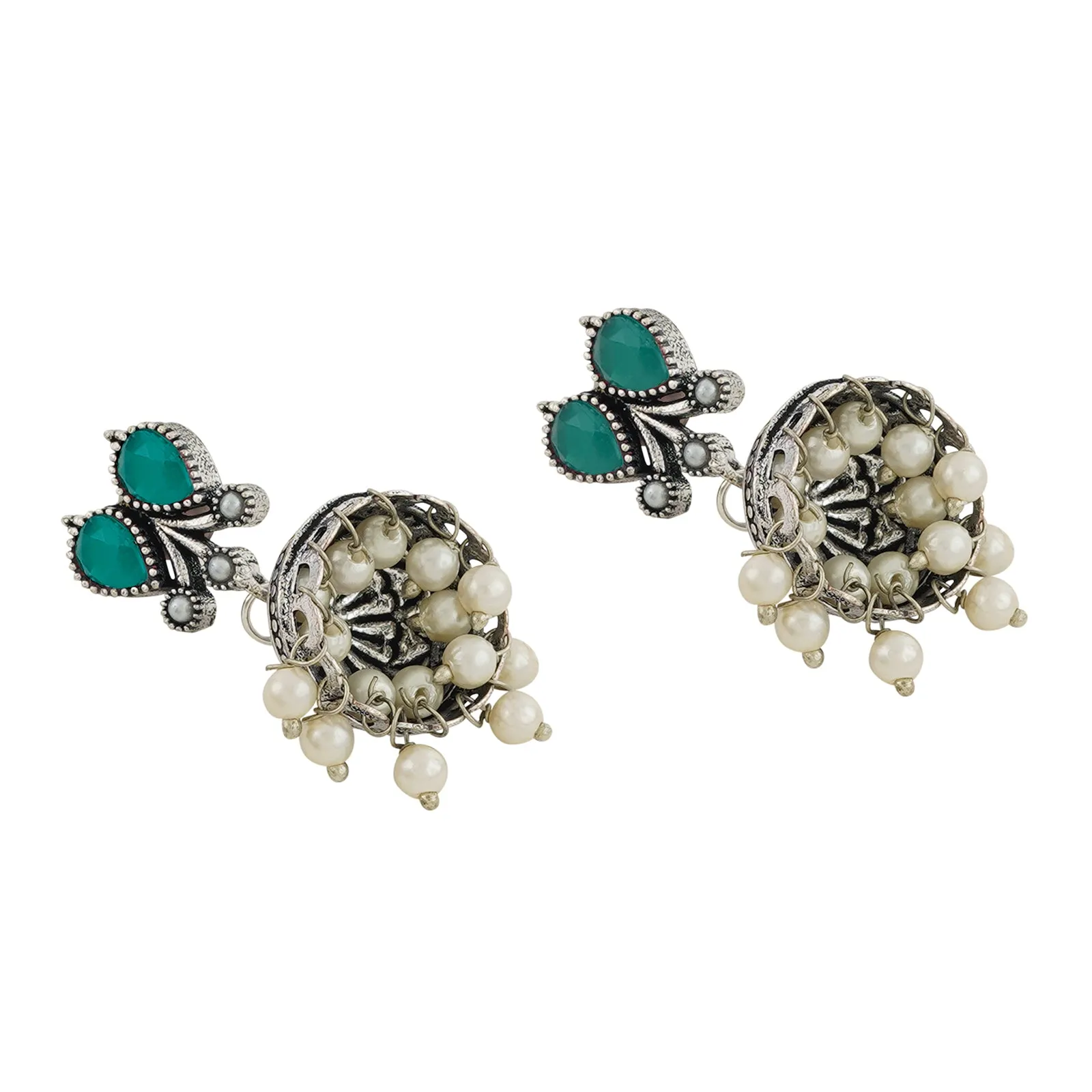 Teejh Classic Green and Ivory Oxidised set