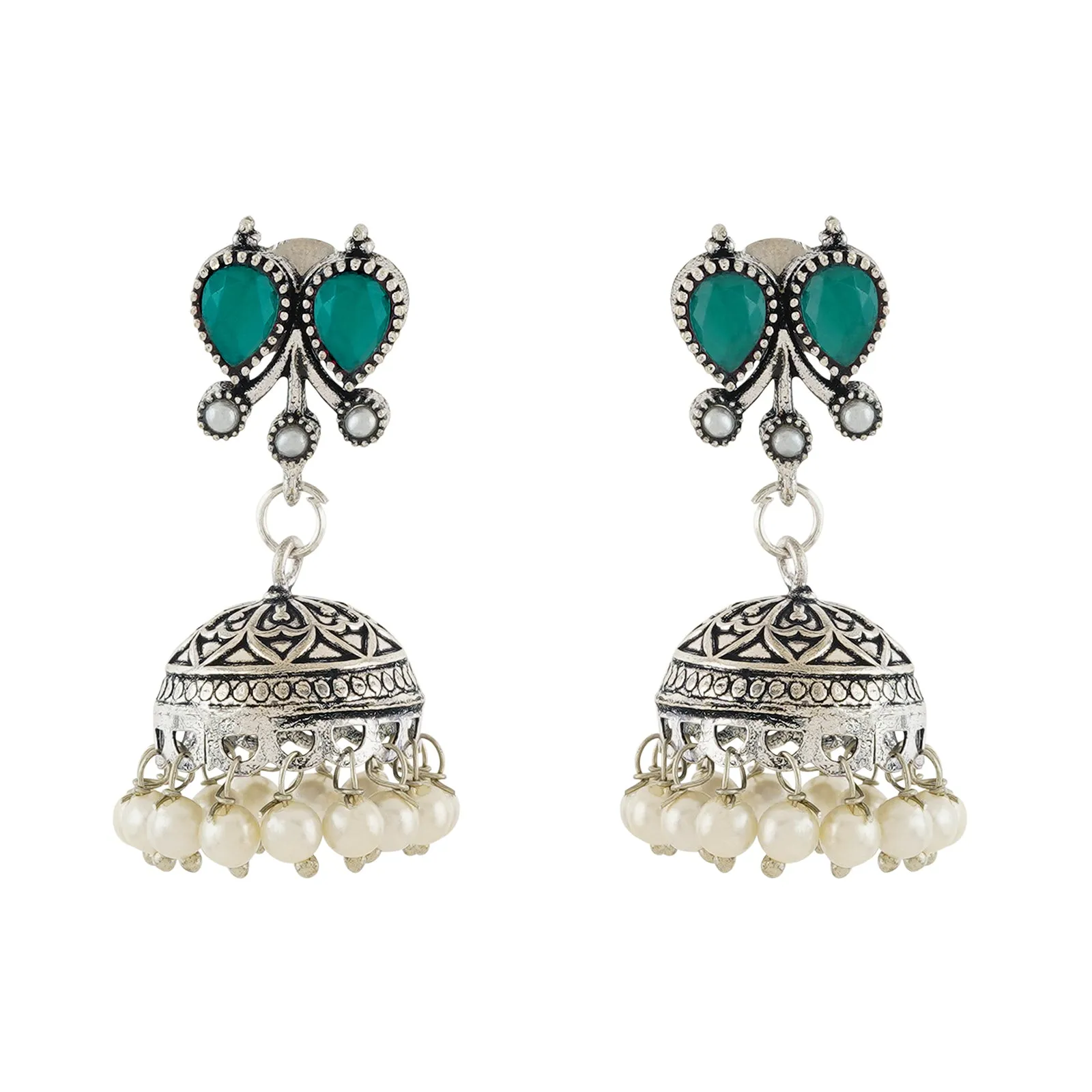 Teejh Classic Green and Ivory Oxidised set