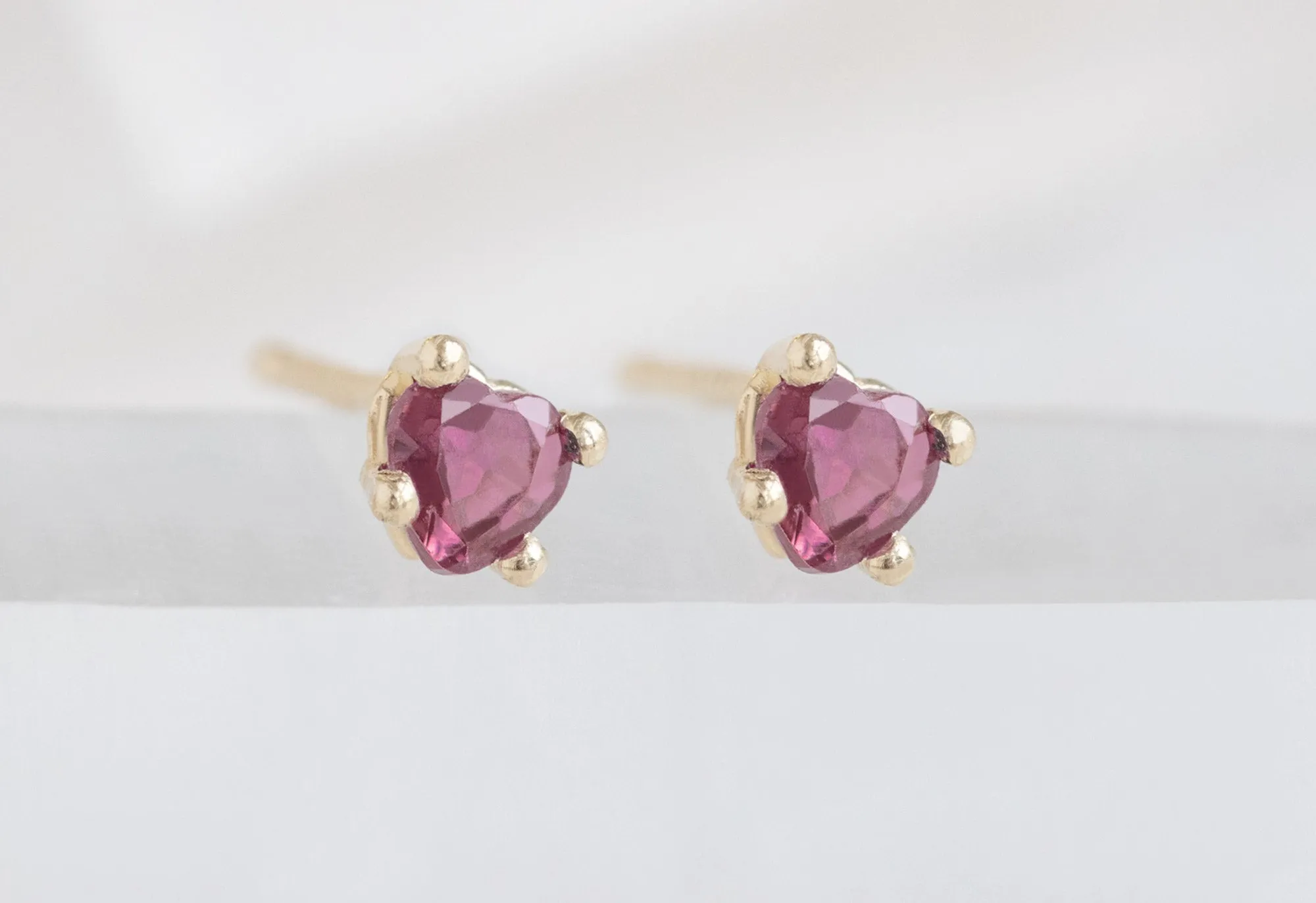 Teensy Ruby Heart Studs