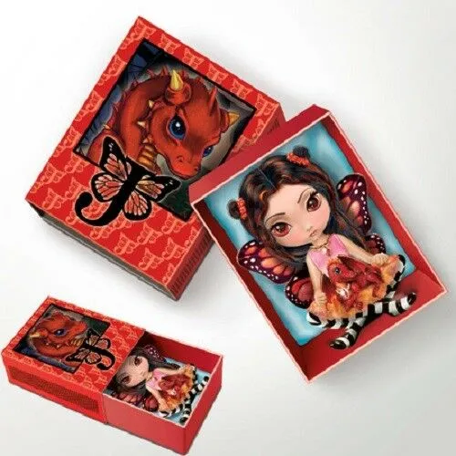 The Ashton-Drake Galleries The Dragonling Darlings Matchbox Collection Issue #1: "Ruby" Handcrafted Resin Figure with Fire Fairy Wings & Glitter Accents by Jasmine Becket-Griffith 3-Inches