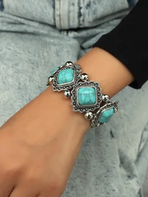 Turquoise Decor Vintage Style Bracelet Creative Jewelry for Women Crafted