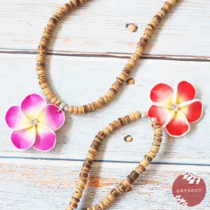 Twinkle Plumeria Red Pendant Hawaiian Necklace