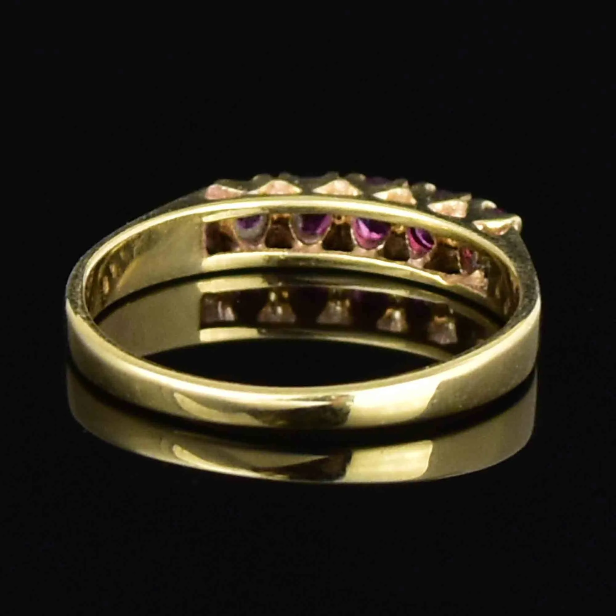 Vintage 18K Gold Ruby Five Stone Stacking Ring