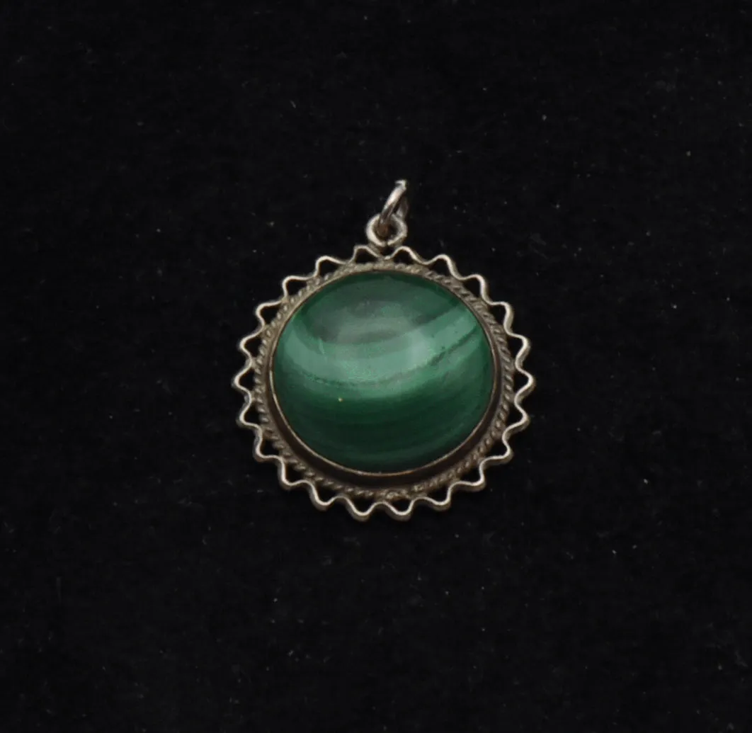 Vintage Malachite Filigree Pendant