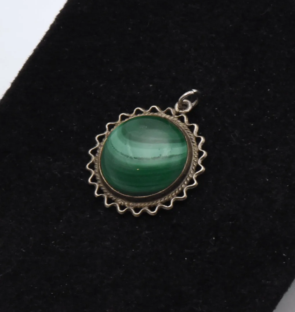 Vintage Malachite Filigree Pendant