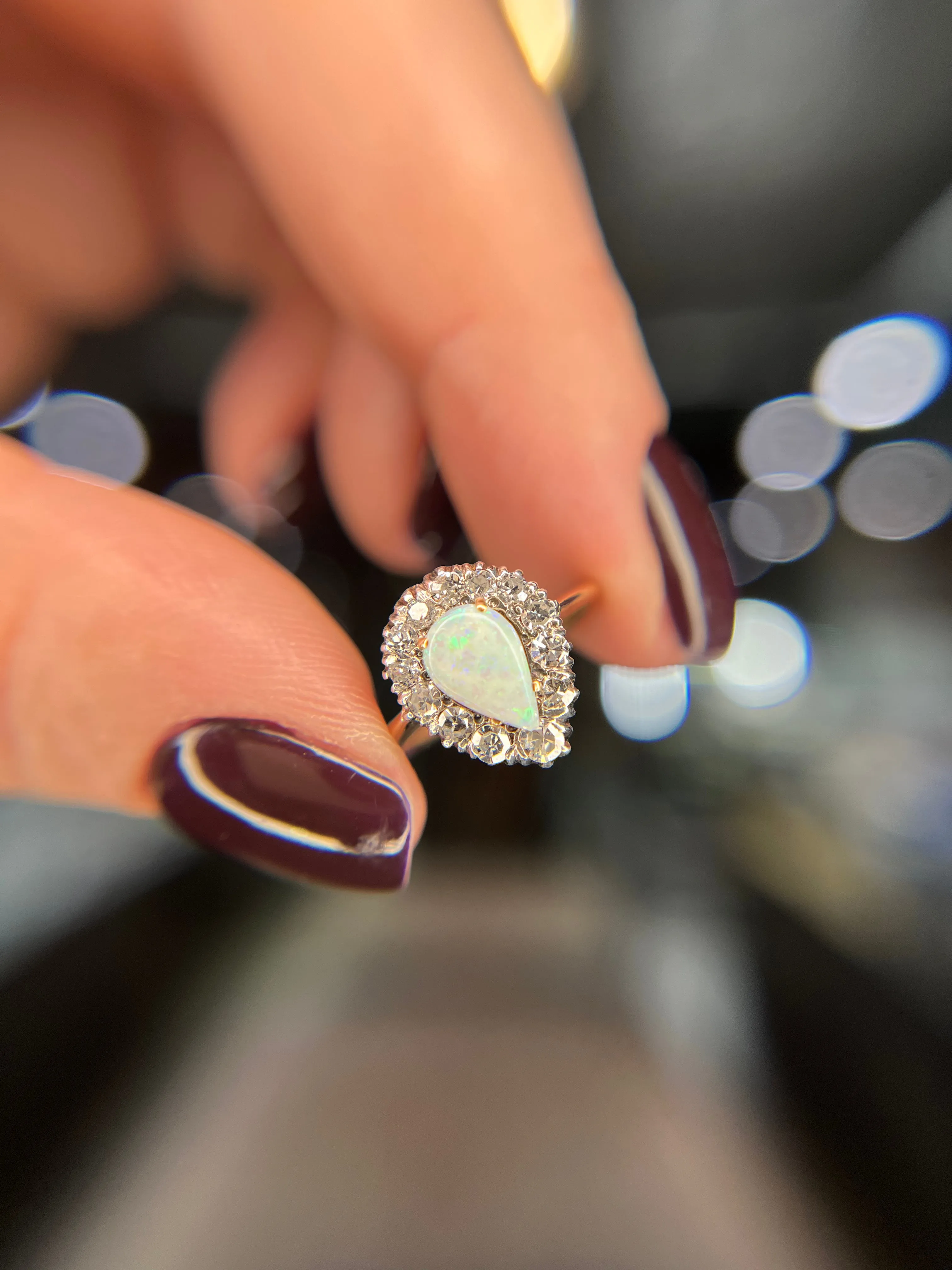 Vintage Opal and Diamond Ring