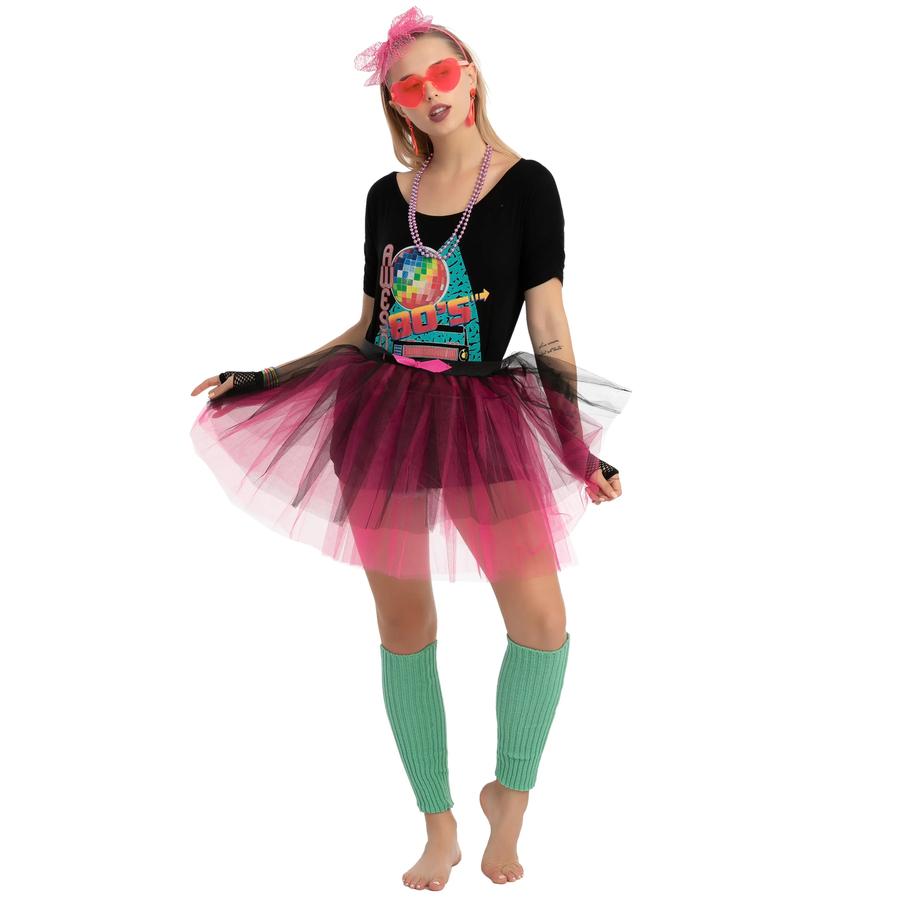 Women 80's Costume with Shirt - Adult